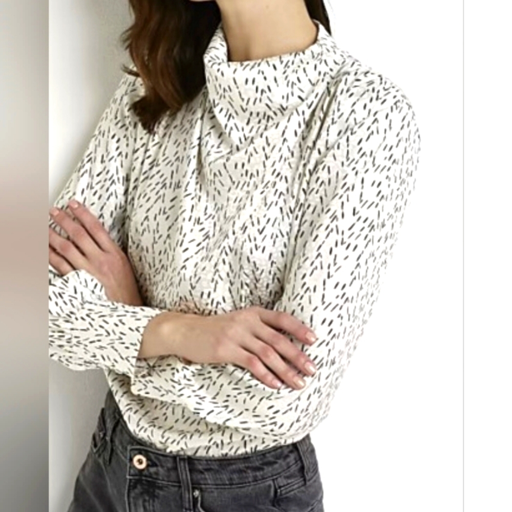 River Island Mock Neck Satin Blouse